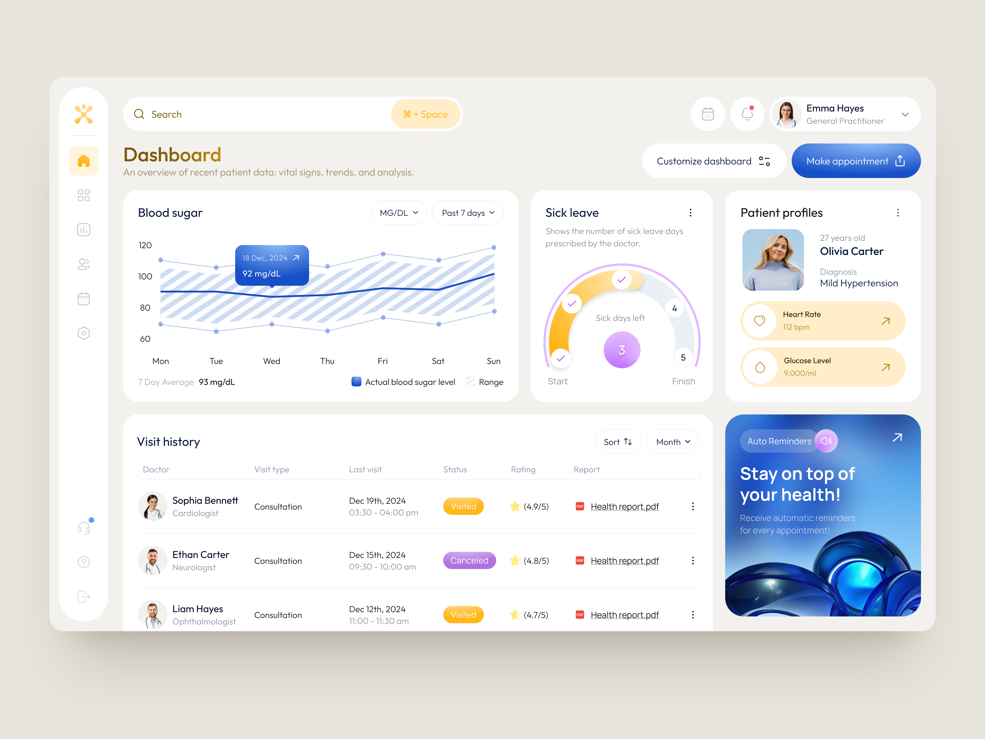 Example of Healthcare Dashboard UX UI Product Design