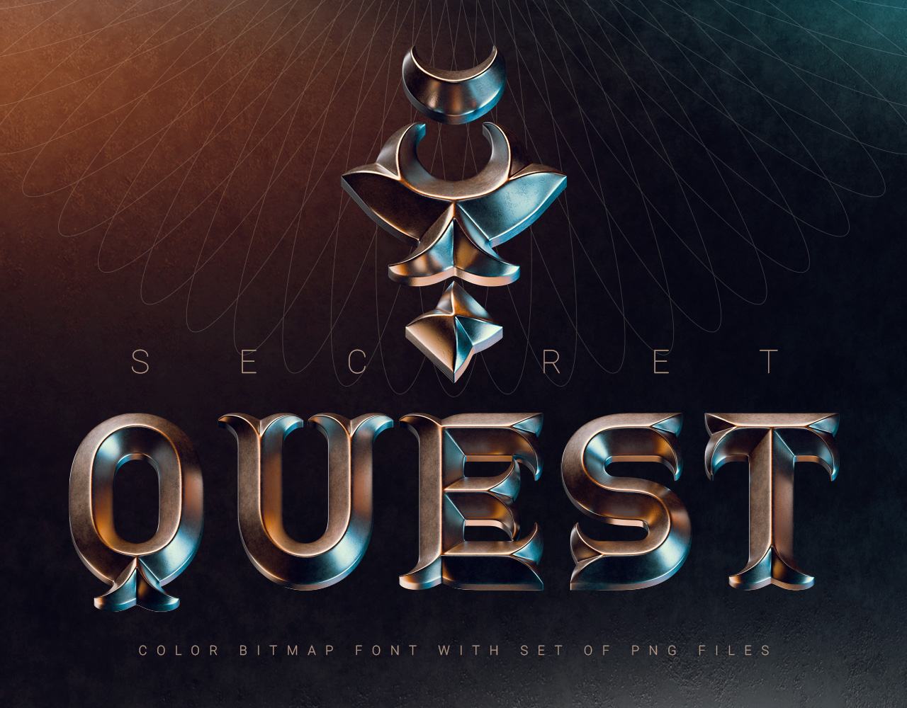 Secret Quest - Color Bitmap Font 3d alphabet design font graphic design illustration lettering type typeface typography ui