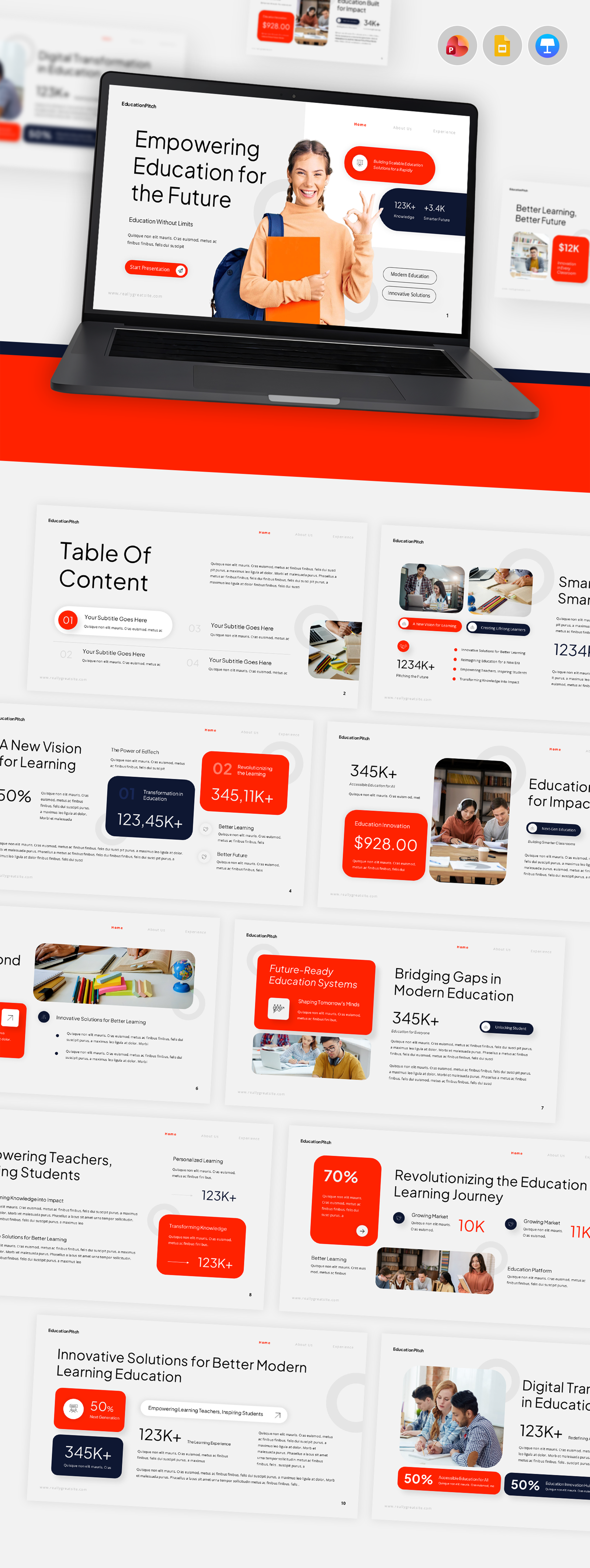 Education Pitch Deck Presentation academic book branding business college design education graphic design innovation learning pitch deck powerpoint ppt presentation science student study technology template ui
