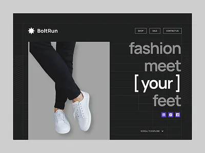 BoltRun – Footwear Brand Landing Page Design 👟⚡ 3d animation brand storytelling branding dtc brand e commerce landing page fashion ui footwear branding framer development graphic design illustration logo motion graphics product showcase responsive design retail website shoe store design ui ux design webflow development
