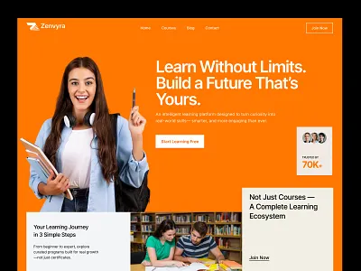 Zenvyra – Education Website UI/UX Design | EdTech Web Design anding page course website e learning edtech edtech web design edtech website education website homepage design learning platform mentor mentoring online class online course online school school website tutoring ui ux uiux design web design website