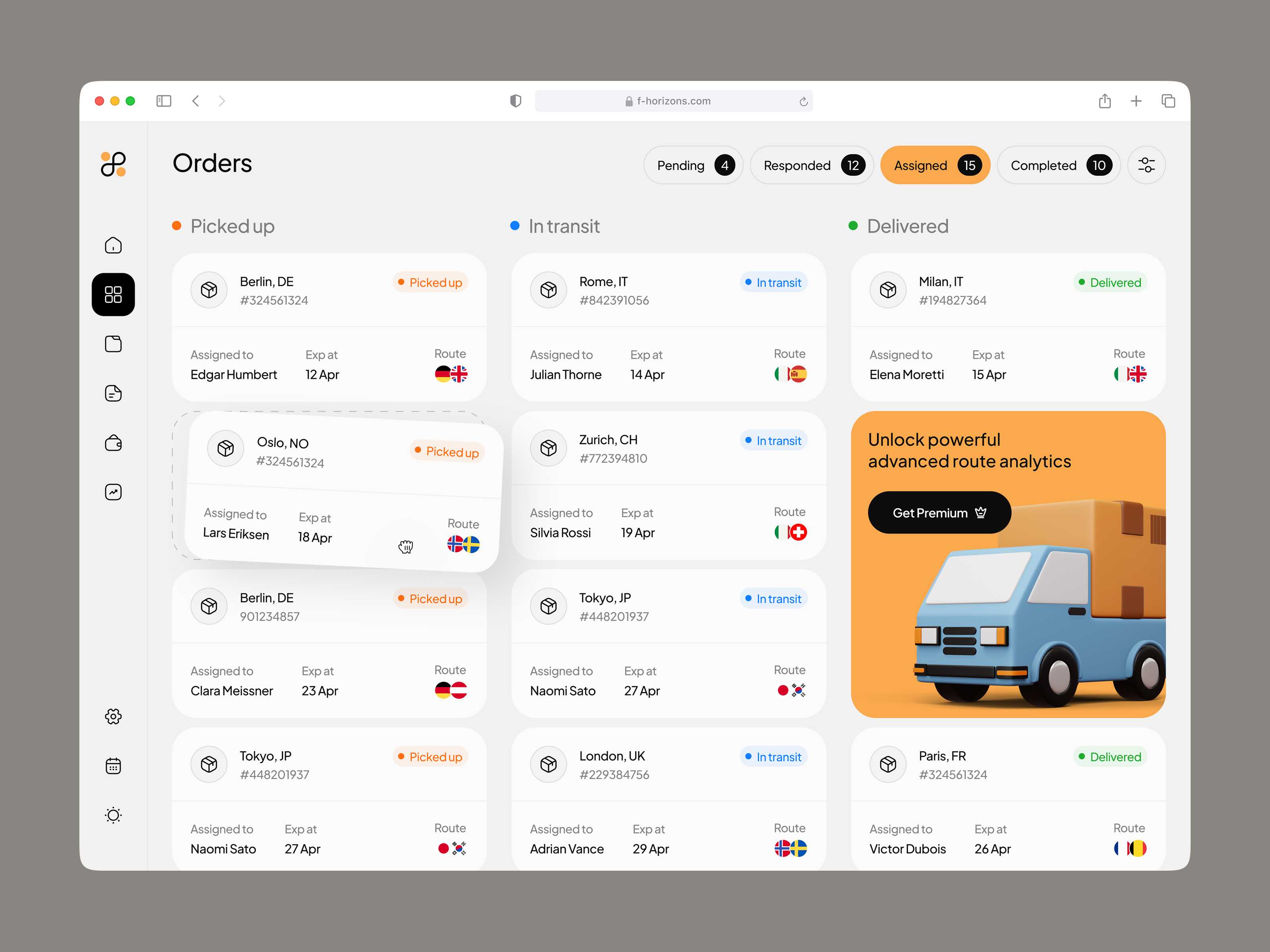 Logistics Fleet Management Web Design
