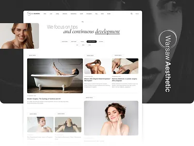 Warsaw Aesthetic — Medical Insights & Blog Module aesthetic blog clean clinic editorial healthcare layout medical ui minimalism typography uiux web design