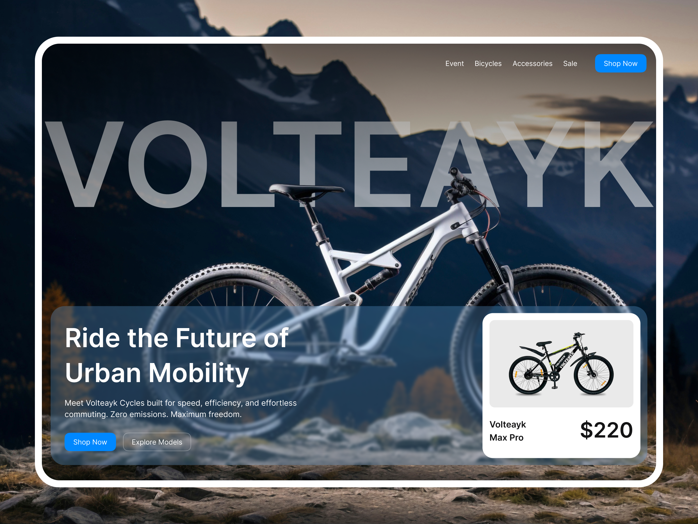 Volteayk Cycles – Modern Bicycle Landing Page UI