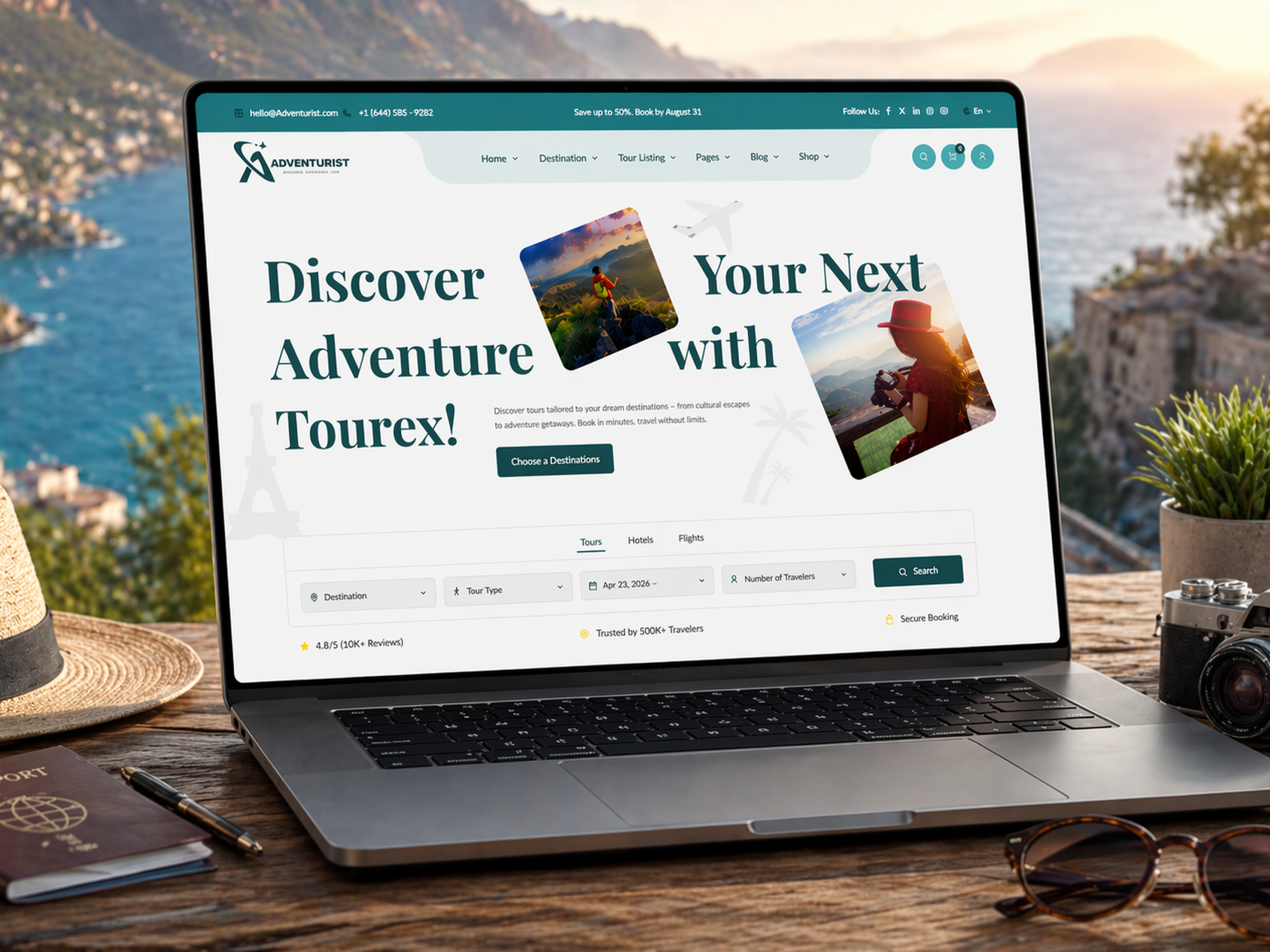 Modern Travel & Tour Booking Website UI/UX Design 3d animation branding design figma graphic design illustration landing page logo motion graphics photoshop tourist travel ui user experience user interface ux vector website