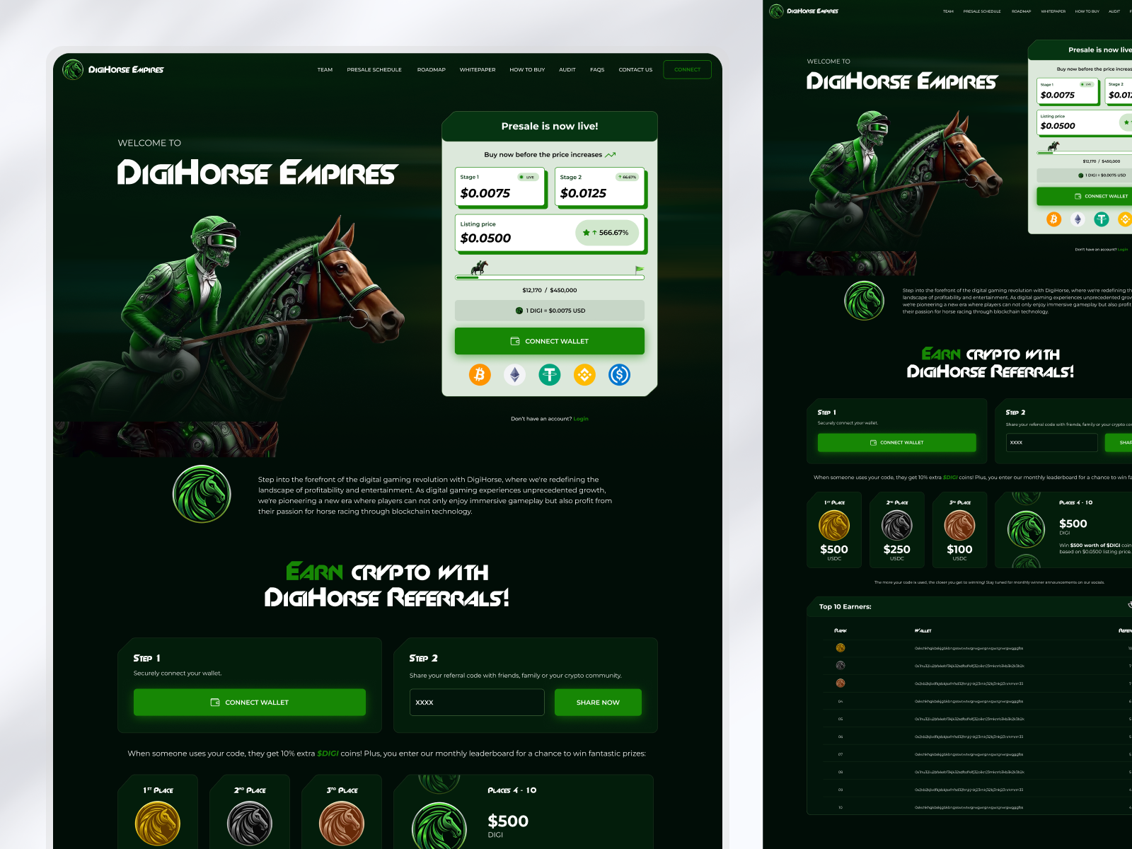Web3 Gaming Landing Page Design | Crypto Presale Website UI blockchainui cryptolandingpage cryptopresale darkui figmadesign gamingui landingpagedesign nftwebsitedesign web3design web3ui