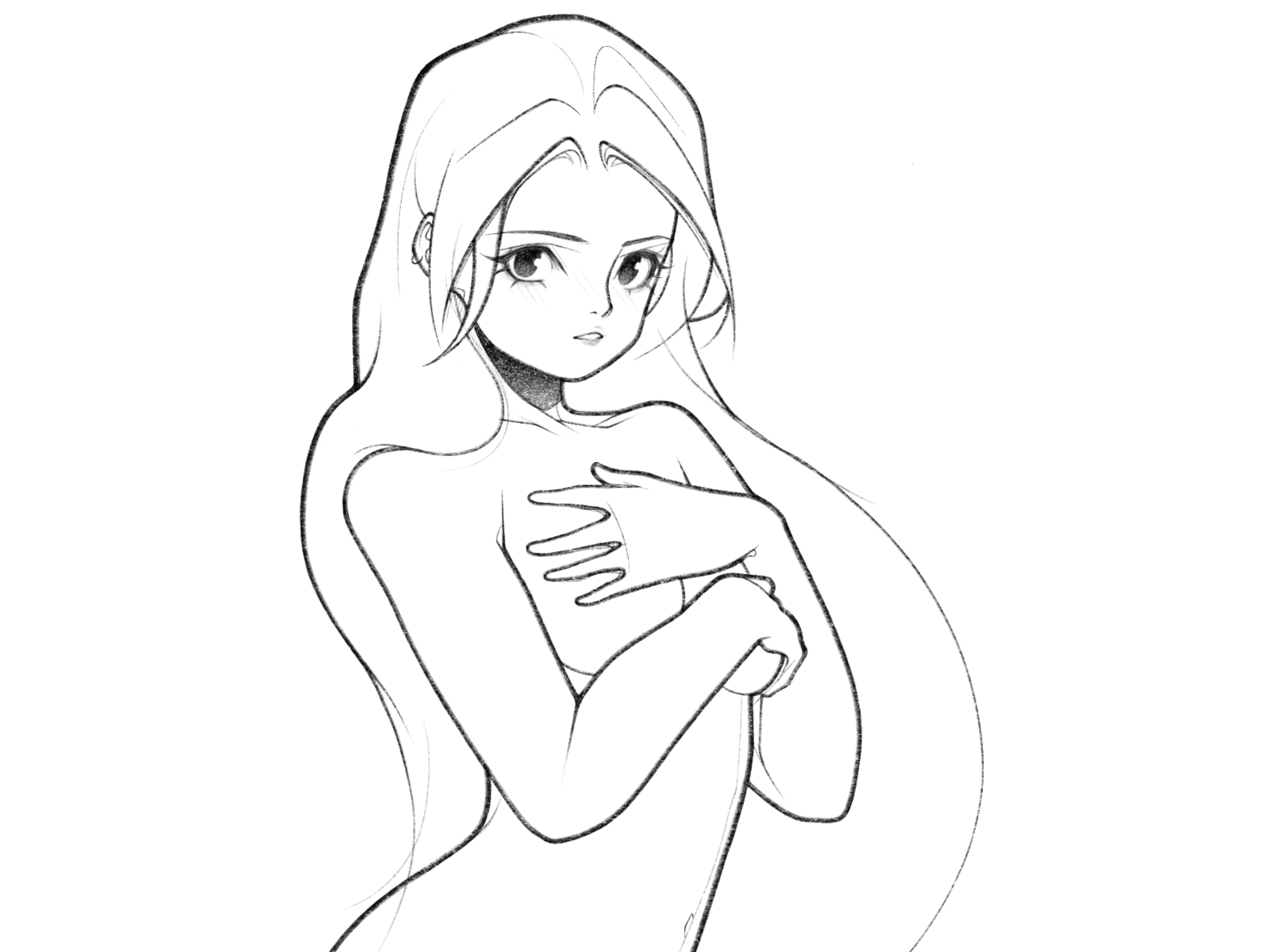 girl black and white body character character design comic details draw drawing girl illustration line minimal monochrome pencil procreate simple