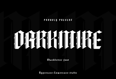 Darkmire | blackletter font blackletter branding design font illustration italic logo metal strong