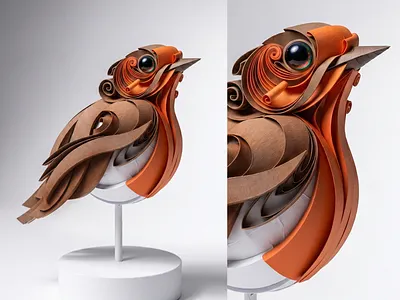 QUILLED | Robin (sketch) character illustration quilled quilling
