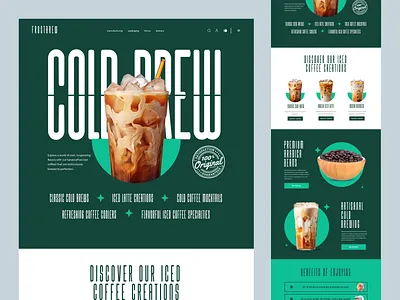 Chilled Coffee Delight: Modern Cold Brew Web Design aesthetic beverage brand enhancement branding cafe website coffee coffee lovers cold brew coffee color scheme design food and beverage grid layout layout minimalist modern responsive user experience visual design web design website