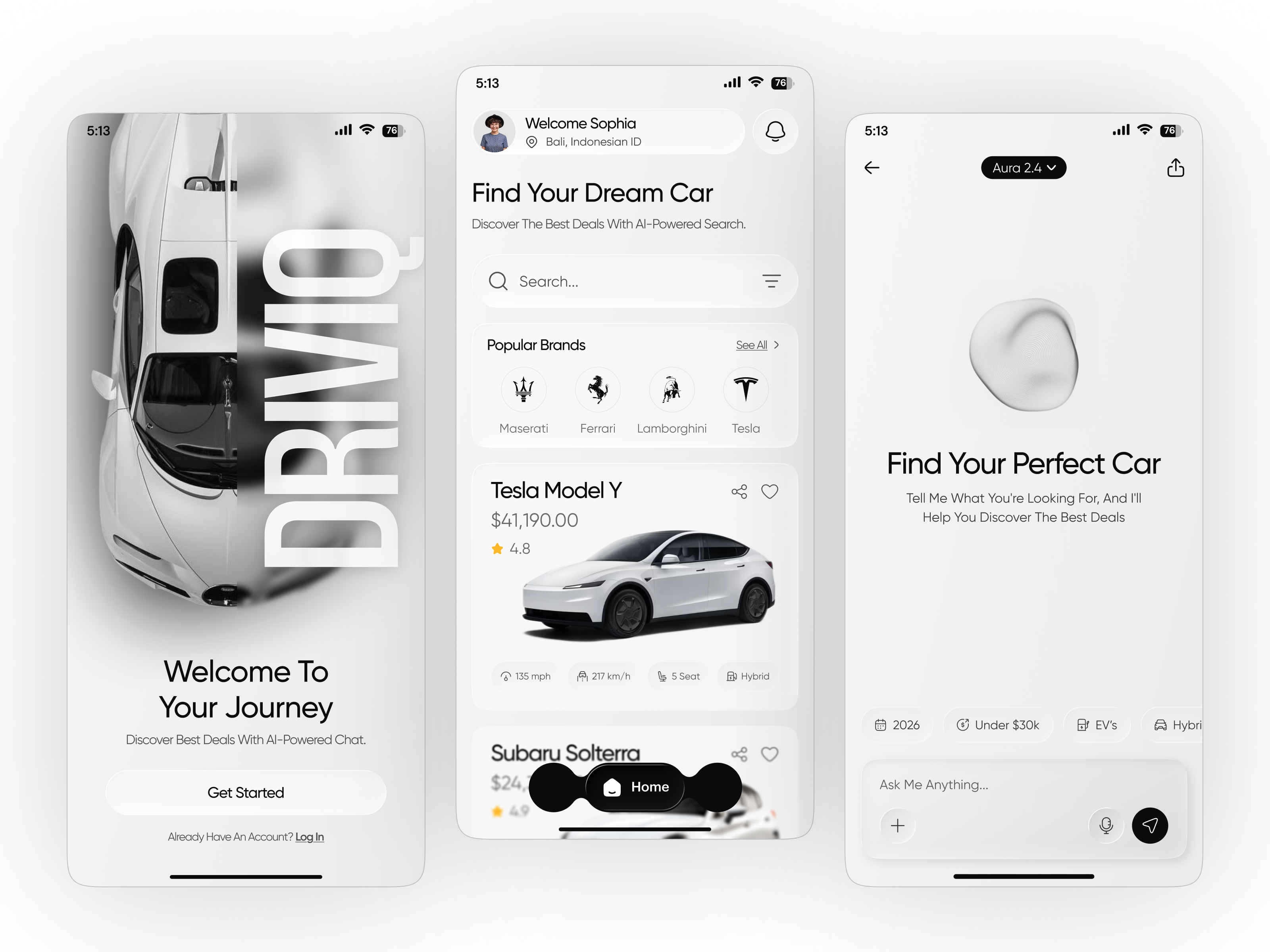 DrivIQ - Intelligent App aidesign appdesign automotiveapp carapp carmarketplace designinspiration electricvehicl evapp evcars evfleet figmadesign mobileui smartcar techuiux