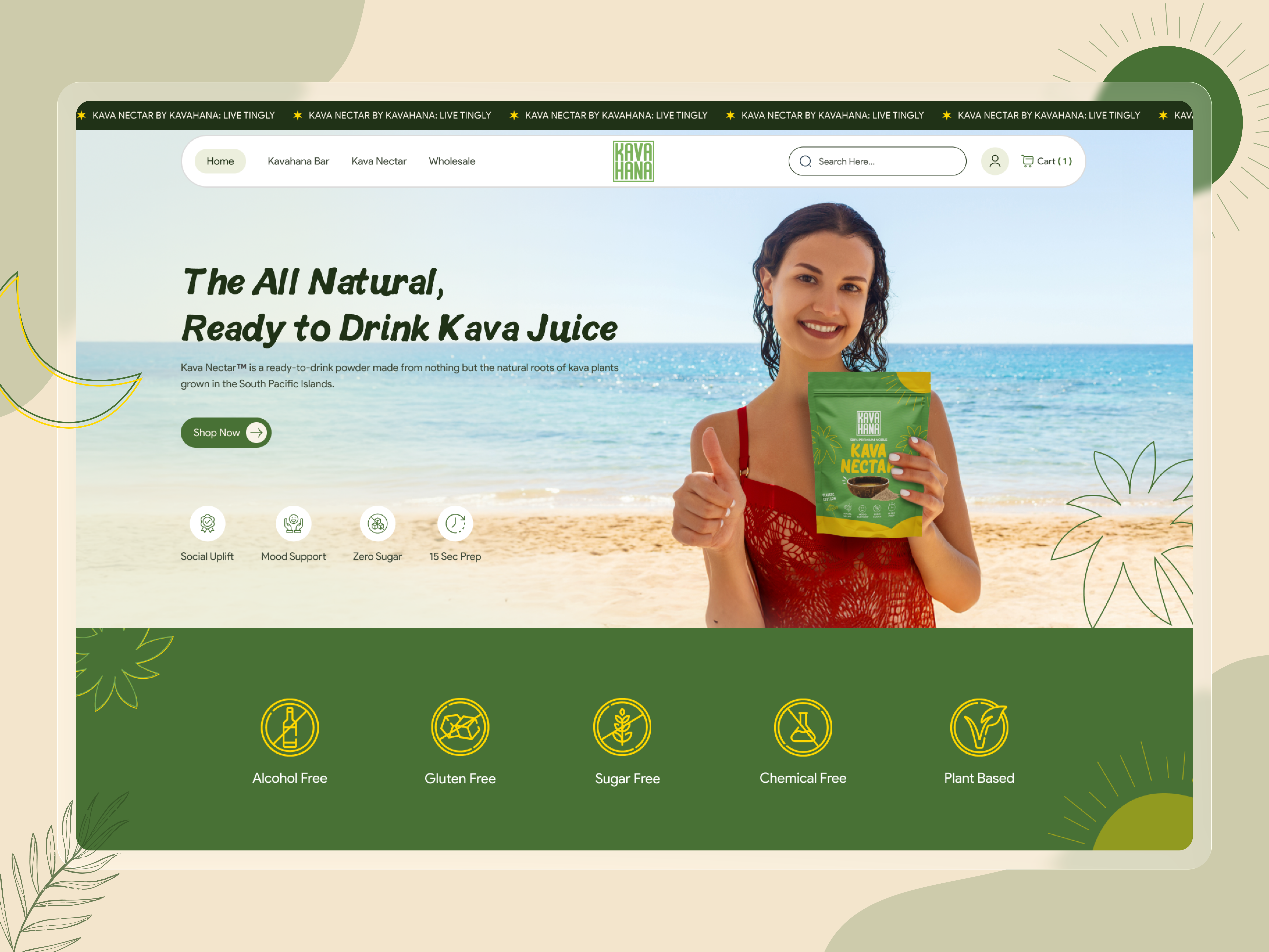 Kava Hana 3d animation branding ecommerce graphic design homepage design landing page landing page ui logo shopify design ui ui ux web design web experience website design website ui wellness design