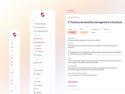 Automated Red Teaming (ART) Platform — Elements adaptive app clean clients components cyber security design figma interface light multi level red team sidebar task ui ux web white workflow