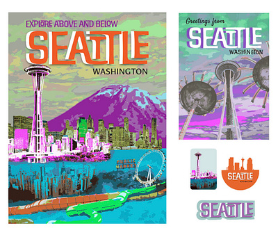 Seattle Destination Poster Suite graphic design