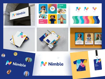 Nimble childcare-Branding, Logo design, Visual identity brand identity branding childcare childcare institute childcare logo children children school concept design dribbble dribble kahaf logo minimal ui visual design