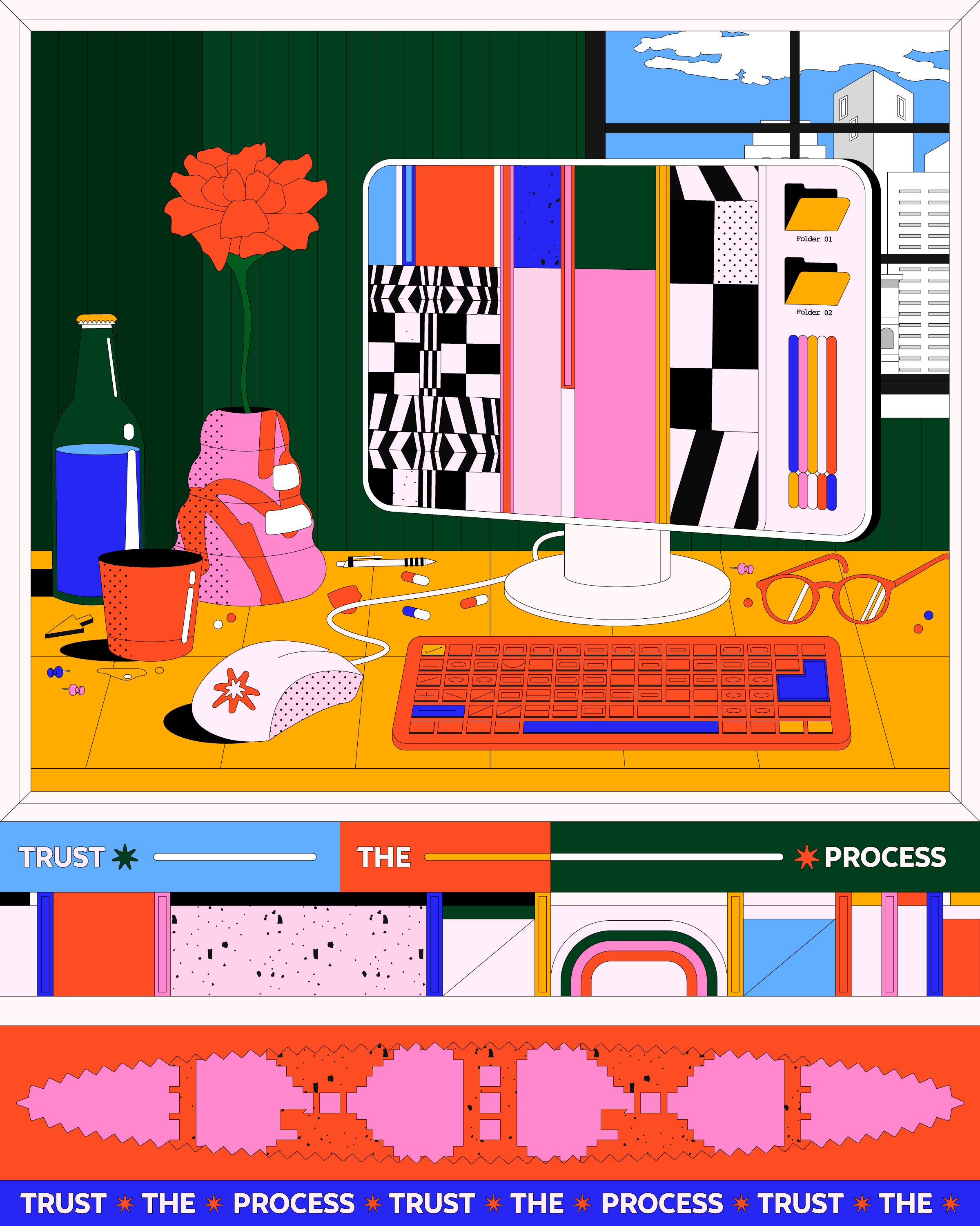 Trust The Process abstract color palette colorful computer creative creative process design graphic art grid illustration optical art pattern symbols vector vector art vectorart