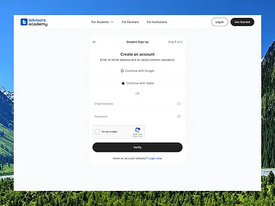 Create an account account ai app chat create design login minimal prompt remember school signup step student ui university user ux verification web