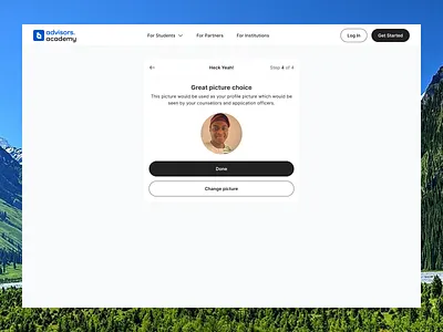 Profile Picture ai app change design flow generate login minimal onbaording picture profile signup step student ui university upload user ux web