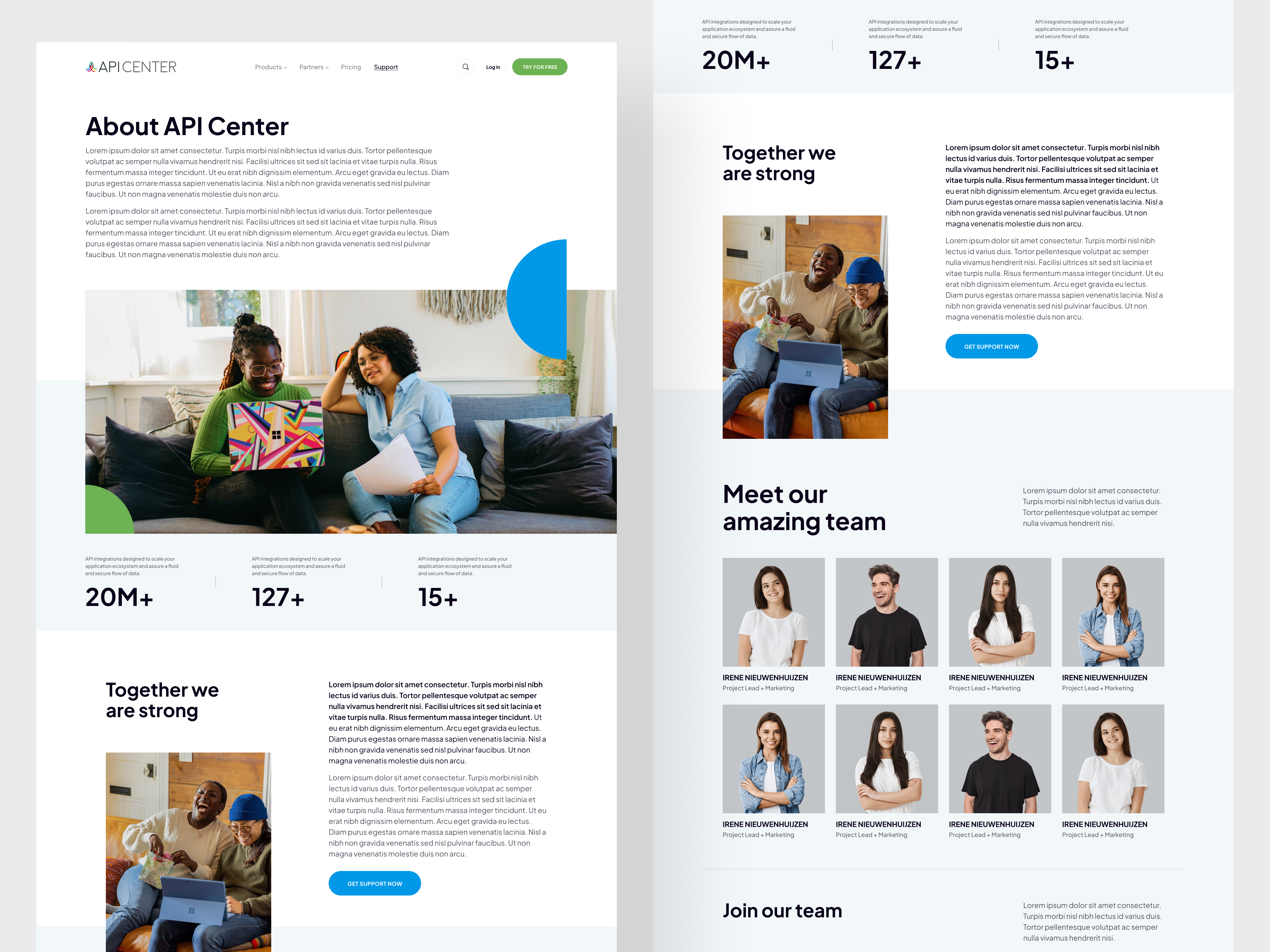 API center website redesign interface live project product redesign service startup ui ux web