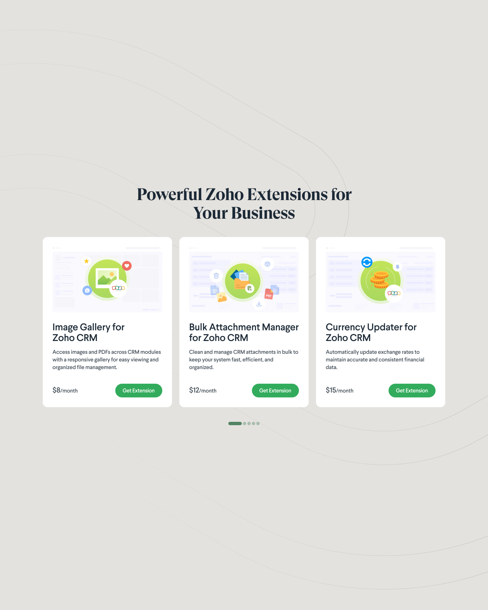 Zoho CRM Extension Cards + Fragrance Testimonial Cards card design clean ui figma interface product design saas ui testimonial ui design ux web design