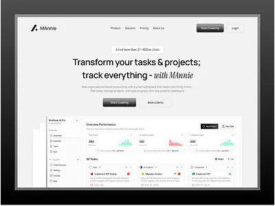 MAnnie – Smart Task & Project Management Dashboard admin dashboard case study clean ui dashboard design data visualization figma design minimal design modern ui product design productivity app project management responsive design saas design startup design task management ui design user experience user interface ux design web app design