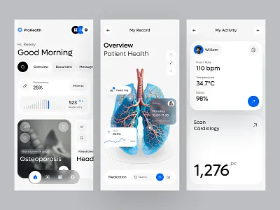 Medical Mobile App - Pro Health android ios mobile app mobile design ui ux