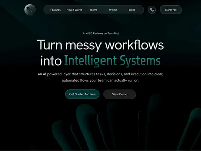 Turn Messy Workflows into Intelligent Systems ai dark ui dashboard figma landing page product design saas ui ui design