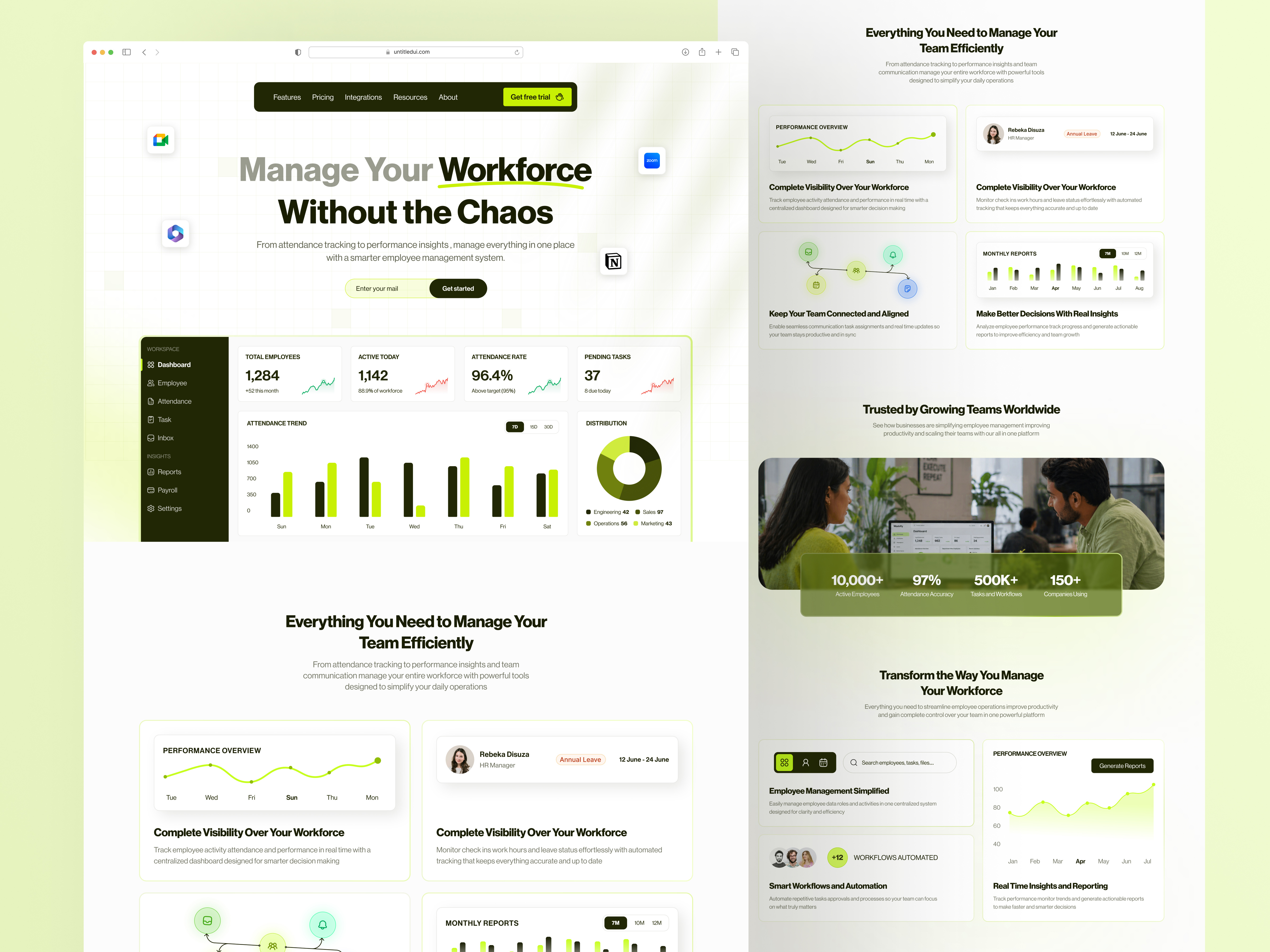 Employee Management SaaS Landing Page Design dashboard landing page saas saas landing page uiux