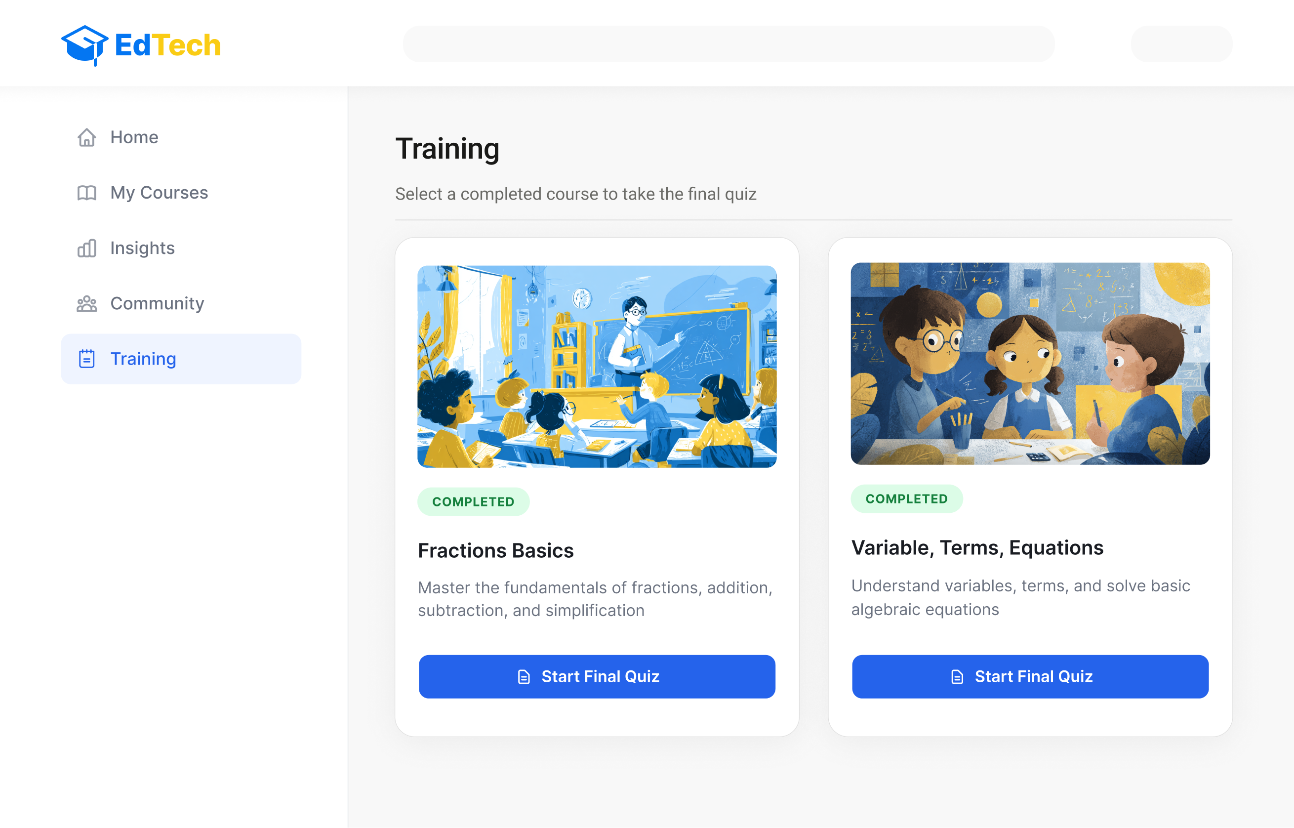 LMS Quiz dashboard bangla edtech best card design ui best minimal ui best ux dashboard blue color ui deshi ui design edtech dashboard ui edtech ui design minimal ui quiz card ui ui ux