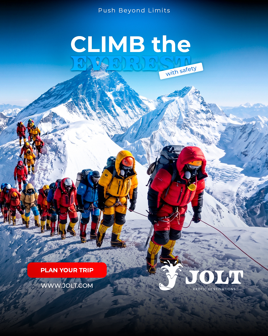 Jolt | Booking Company to Exotic Destinations agency booking branding design everest feed graphic design island landing page logo post travel travel agency volcano