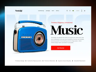 Vintage Radio eCommerce Landing Page UI | Music Product Website branding ui clean ui digital design ecommerce ecommerce ui hero section landing page inspiration modern ui music website nostalgic design product landing page product showcase retro design shopify shopify product page ui ux design vintage website design web design