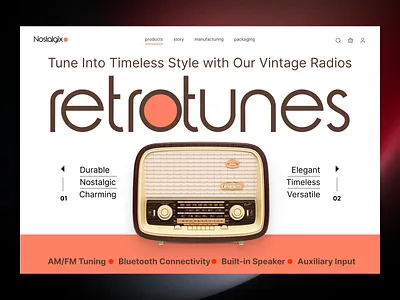 Retro Radio Product Landing Page UI | Vintage Audio Website Desi audio product design bold typography branding ui creative layout ecommerce ui landing page landing page inspiration modern ui nostalgic design product landing page product showcase radio design retro ui design shopify shopify product page store ui ux design vintage website web design website