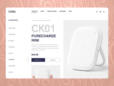 Minimal Tech Product eCommerce UI | Wireless Charger Product Pag clean ui conversion design digital product hardware product design interface design landing page minimal web design modern ecommerce product interface product landing page product page design shopify startup design tech ecommerce ui ui ux designer user experience web design web design services wireless charger ui