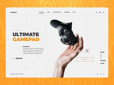 Gaming Product Landing Page UI | Gamepad eCommerce Website Desig conversion design digital product ecommerce ui gaming ui design gaming website hardware product design homepage interface design modern web design product landing page product page design product showcase shopify startup design tech product ui ui ux designer user experience web design web design services