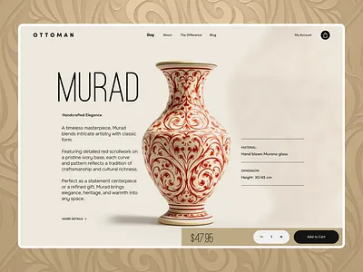 Luxury Home Decor eCommerce UI | Handcrafted Product Page Design branding ui conversion design digital experience handcrafted product ui home decor website design homepage interface design interior design ui luxury ecommerce ui minimal ui modern ecommerce ui premium web design product page design product storytelling shopify shopify landing page ui ux designer web design web design services