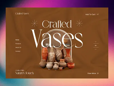 Luxury Home Decor UI | Crafted Vases eCommerce Website Design artisan products ui decor website inspiration design portfolio ecommerce ecommerce website design handcrafted products ui home decor ui homepage landing page landing page design luxury ui design minimal ecommerce ui modern web design pottery website design premium brand design product showcase design shopify ui ux designer warm color palette website