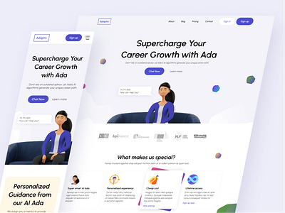 Adaptive Landing Page Design about page design animation app branding design graphic design illustration inspirations landing page design logo modern ui design pricing page smooth animation team page typography ui ux vector