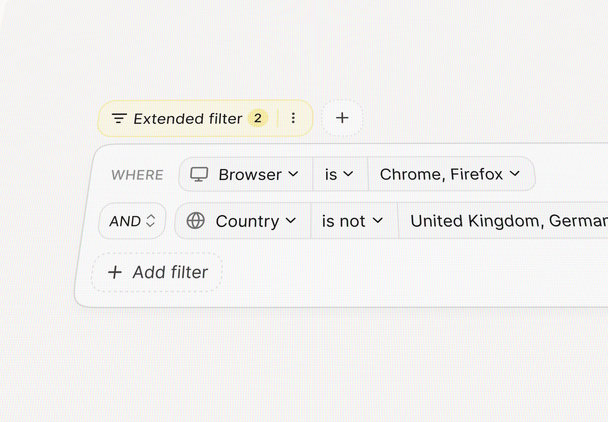 Countly UI - filter detail