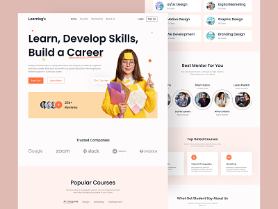 Online Education Landing Page academi best ui branding creative ui design design discover e larning education education landing page design home page landing page modern ui online popular design ui univercity ux web design webdesign website