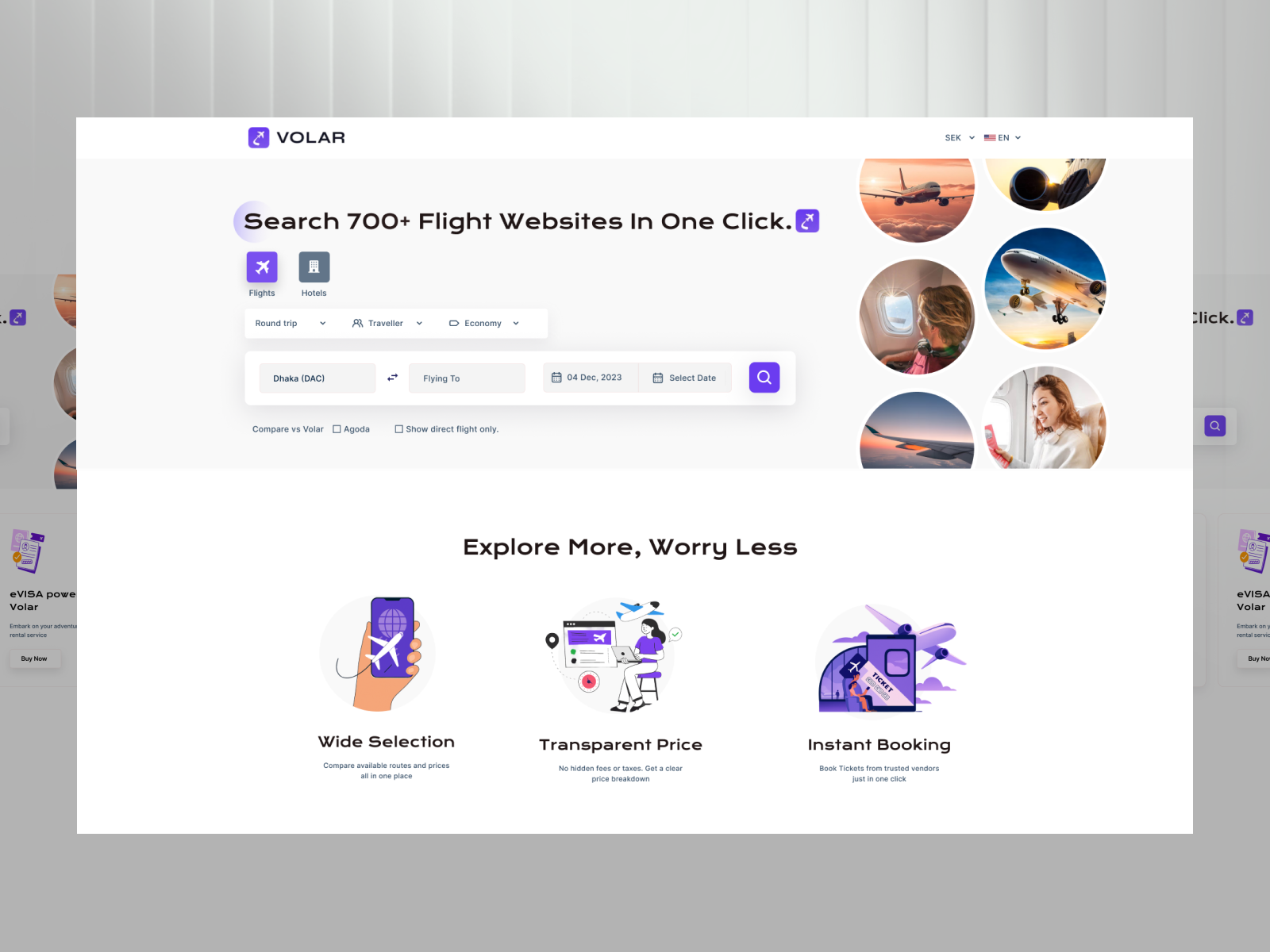 Volar — Flight Search Travel Booking Web UI Design design flight search landing page landingpage travel booking ui web design webdesign website website design