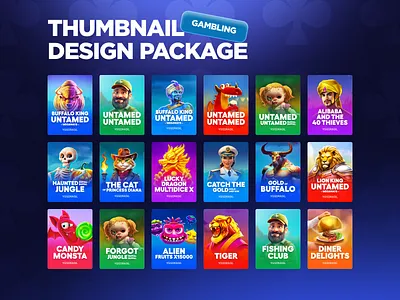 Casino Thumbnails | Game Icons 2d banner casino casino card casino games casino thumbnails gambling game game art game card game icons poster slot thumbnails social media post