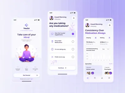 AI Mental Health App – Mobile UI/UX Design ai mental mobile app appdesign appui figma healthapp healthcare medical app mental heltah app mentalhealth minimaldesign mobile app mobiledesign mobileui moderndesign uidesign uiux userinterface uxdesign wellness
