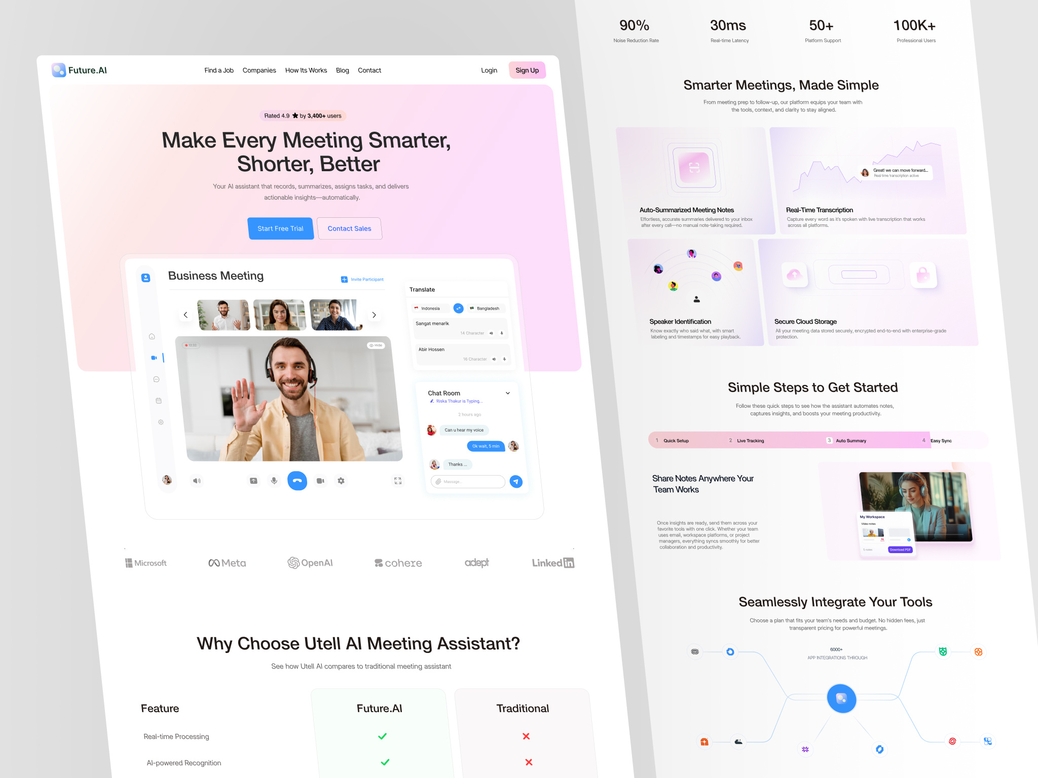 Example of AI Meeting Assistant — SaaS Landing Page Design & Development 🚀