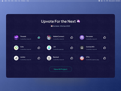 The Dapp List Redesign: Upvote for the best App web app web ui web3 web3 portfolio web3 ui web3 uiux