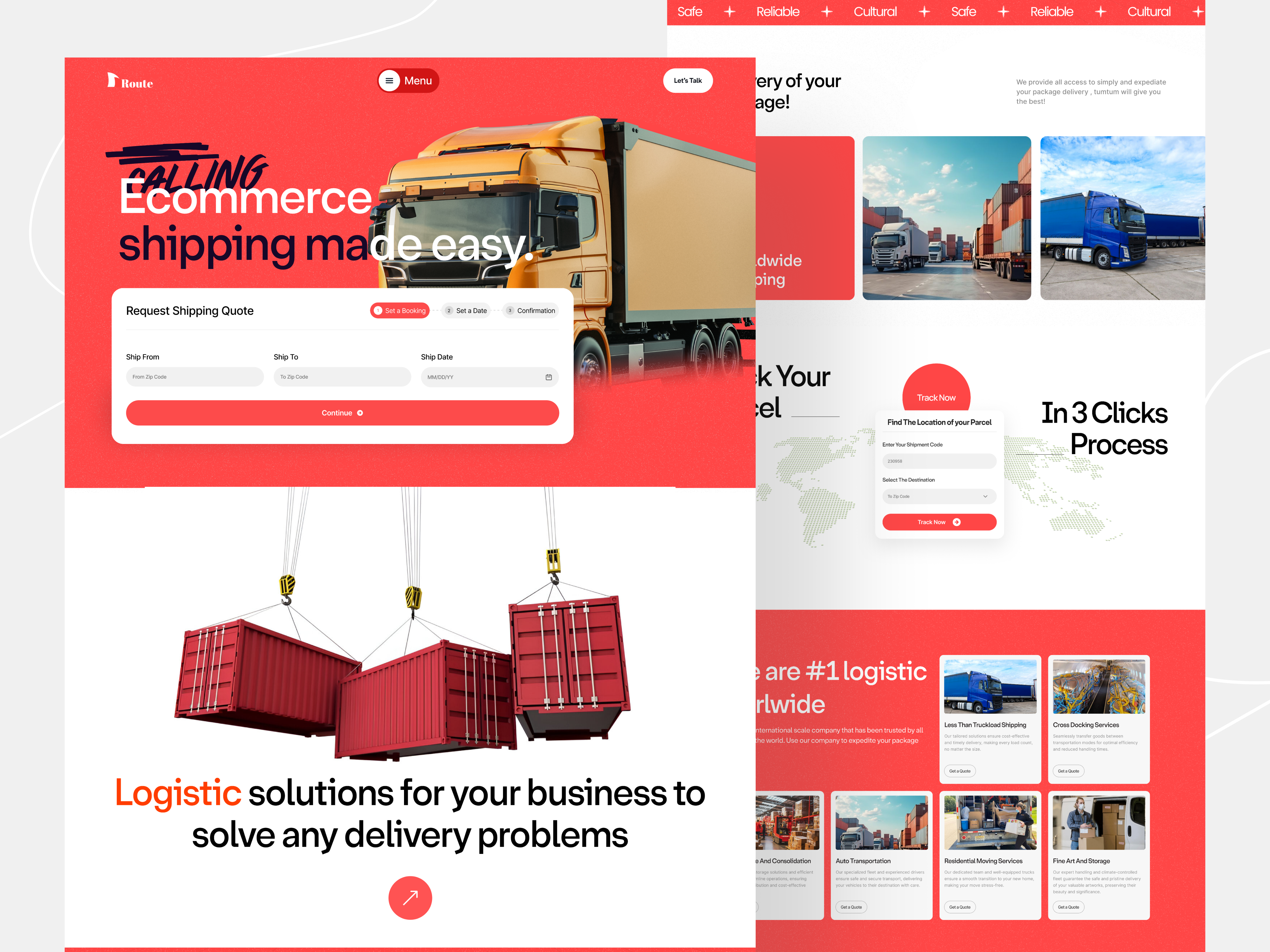Logistics Company Web Design Landing Page courier delivery delivery service homepage landing page logistics company logistics support logistics website shipping container shipping tracking transporting website design