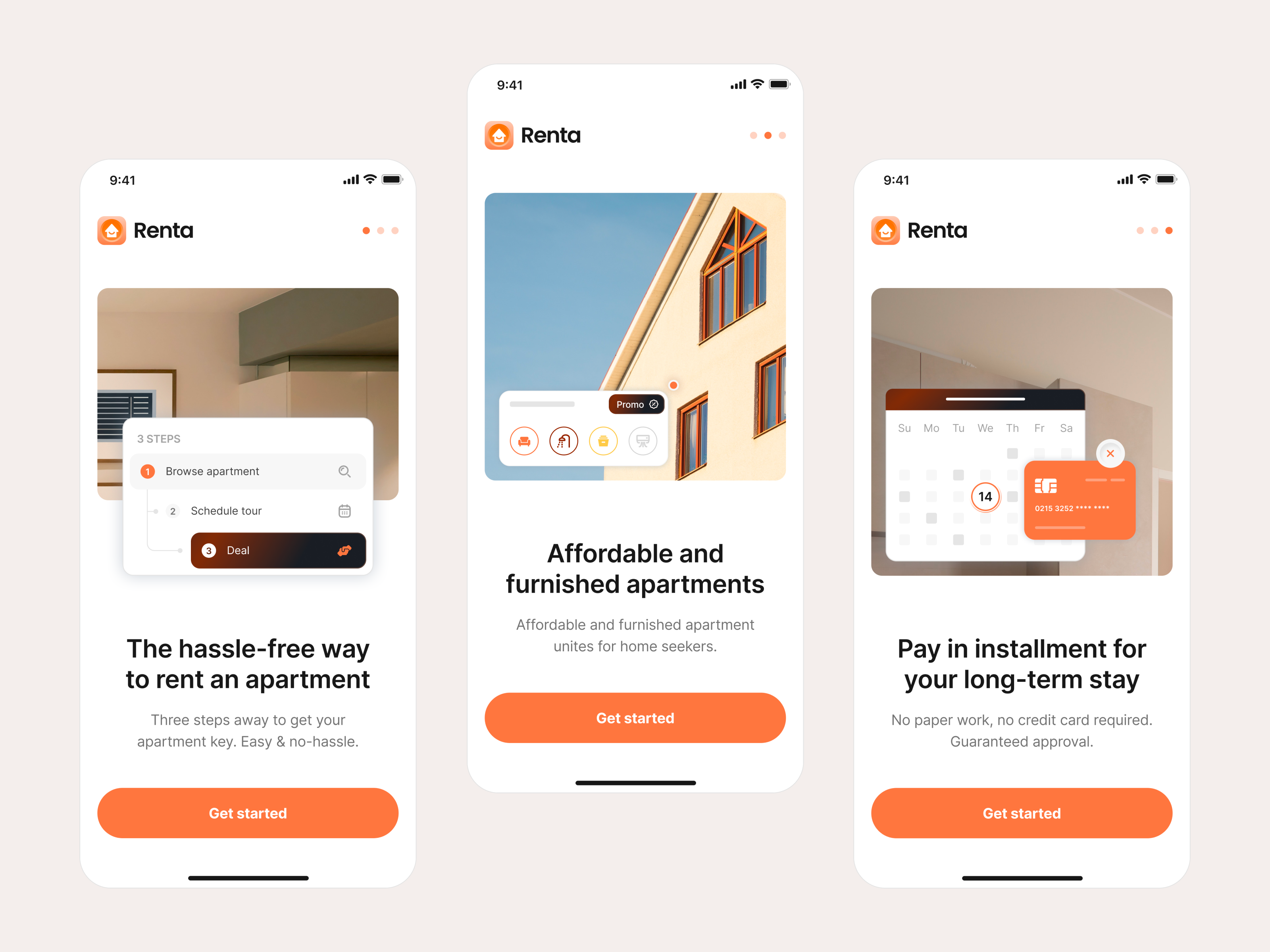 Renta: Onboarding Screens App Design airbnb apartment hunt apartment rent app clean design ios mobile app mobile app design onboarding onboarding app onboarding screens property management rent app travel marketplace ui ui design user interface ux