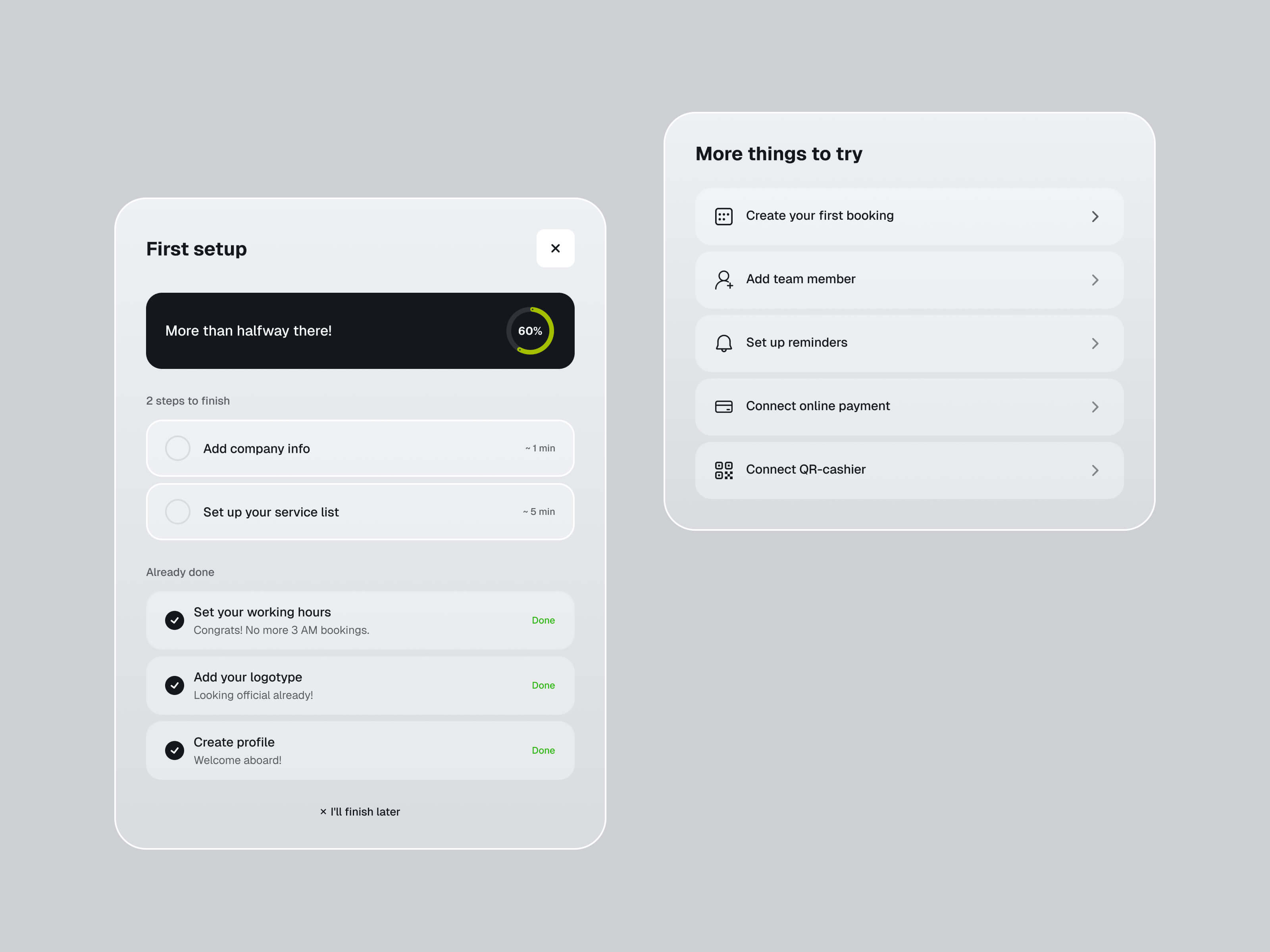 Onboarding Checklist - B2B SaaS Booking Platform b2b booking platform checklist clean ui crm dashboard design system figma first setup minimal design onboarding onboarding flow product design progress bar saas ui design user experience user onboarding ux design web app