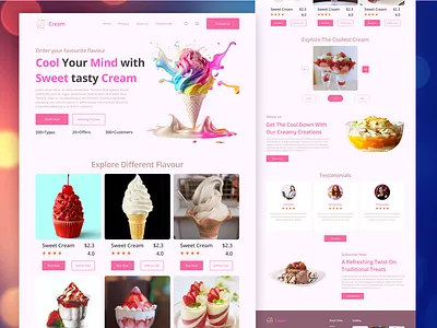 ice cream website langing page design ice cream ice cream website landing page landing page shop ui design web design website website landing page