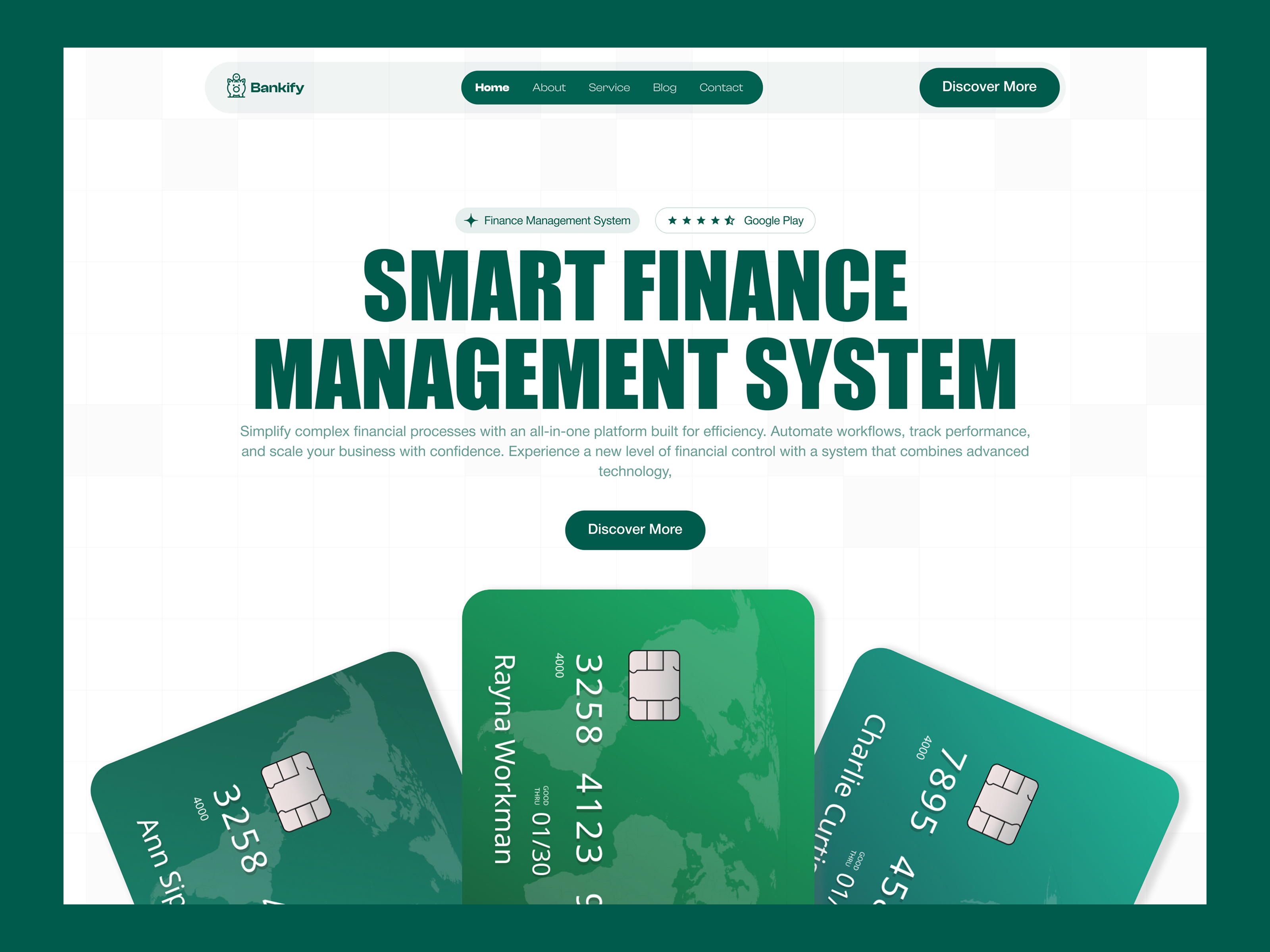 Example of Fintech Landing Page UI/UX Design
