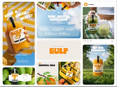 Gulp Juice - Brand Identity and Social Media Kit Design ads design amazon a amazon listing animation axy company branding branding social media content strategy ebay listing graphic design instagram post instagram story motion graphics product listing product strategy shopify social media social media design social media post social media strategy